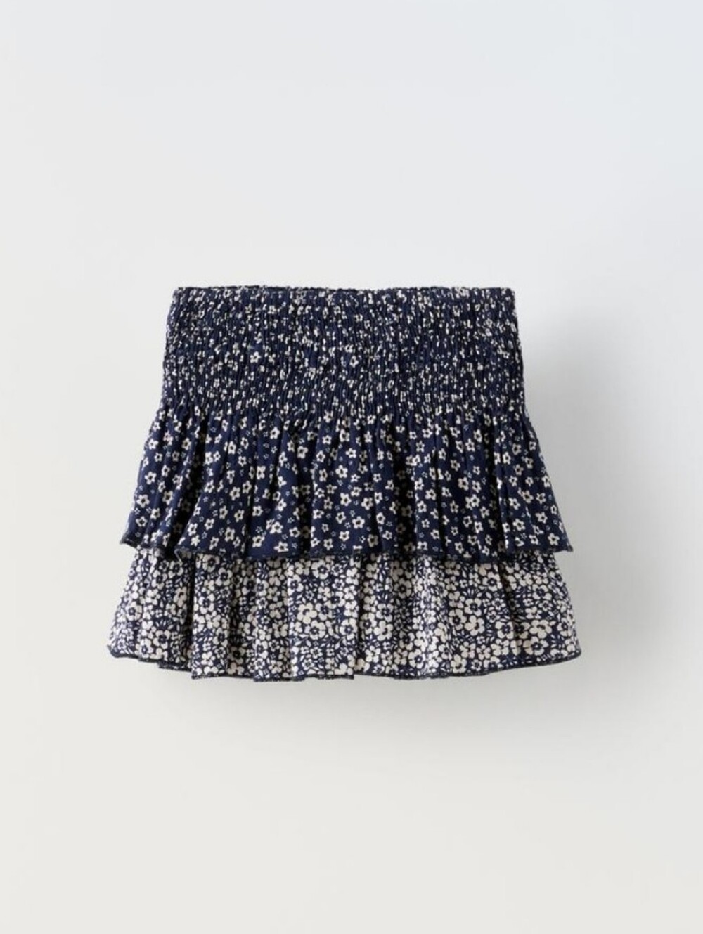 Navy Floral Tiered Skirt